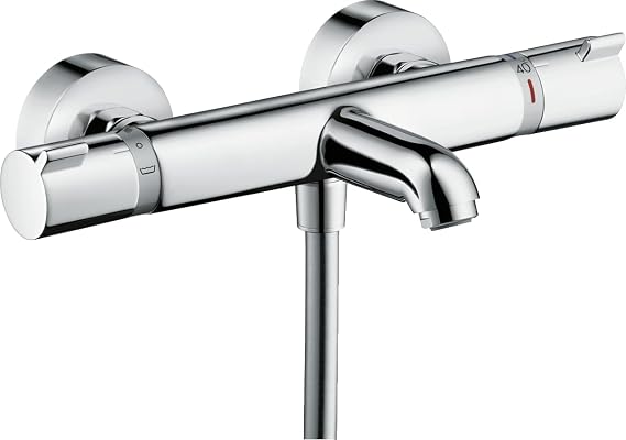 hansgrohe thermostatic bath mixer for exposed installation Ecostat Comfort, bath thermostat for 2 functions, chrome, 13114000 [Energy Class A]