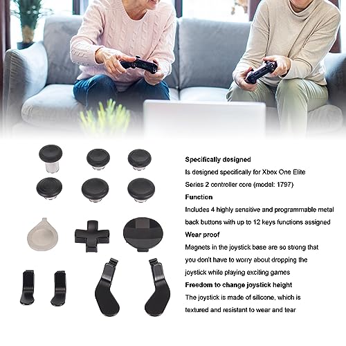 Image of 13 in 1 Metal Thumbsticks for One Series 2, Replacement Gaming Controller Accessory Kit, Metal Mod 6 Swap Joysticks, 4 Paddles, 2 D Pads, 1 Tool (Black)