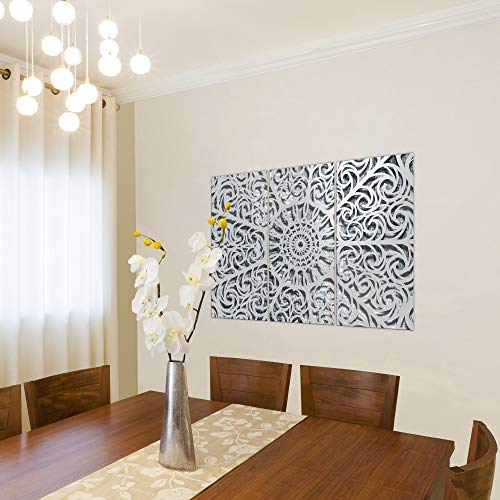 Runa Art Mandala Abstrakt Bild Wandbilder Wohnzimmer XXL Blau Orientalisch 120 x 80 cm 3 Teilig 506131b – Bild 4