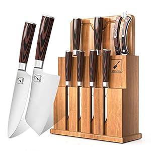 Japanese Knife Set, imarku 11-Piece Professional Kitchen Knife Set with Block, Stainless Steel Chef Knife Set with Wooden Cutting Board, Knife Sharpener (Father Day Gifts for Dad)