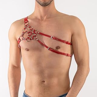 Mengsiy Cinturón de Cuero for Hombres Correas exóticas Moda Ajustable Fetiche Exótico Bondage Sissy Punk Cinturón de Seguridad (Color : Style2, Size : One Size)