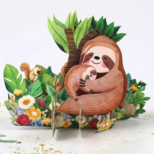 WhatSign 3D sloth pop up card