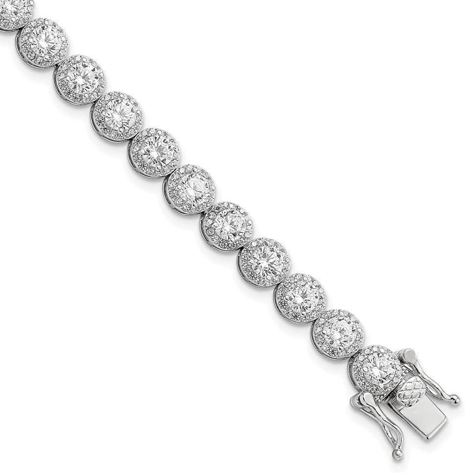 Diamond2Deal Sterling Silver Rhodium Plated Polished Round Cubic Zirconia Tennis Bracelet for Mom