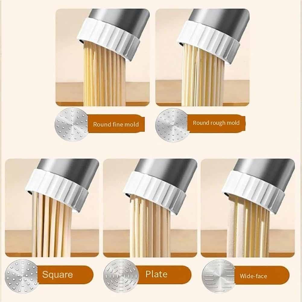 Idiyappam Maker Electric String Hopper Machine,Electric Murukku Maker,Stainless Steel Handheld Electric Pasta Maker Machine with 5 Molds,5-in-1 Cordless Noodle Maker with Ergonomic Grip,For Home, (#A)