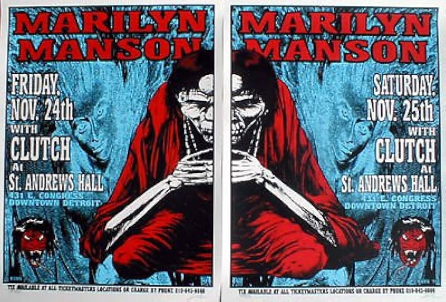 Marilyn Manson Poster Concert w/Clutch Set TWO 1995 Limited