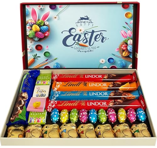Easter Chocolate Gift Hamper Easter Gifts - Easter Eggs Bunny Chocolates Selection in Beautiful Box | Perfect Chocolate with Greeting Card
