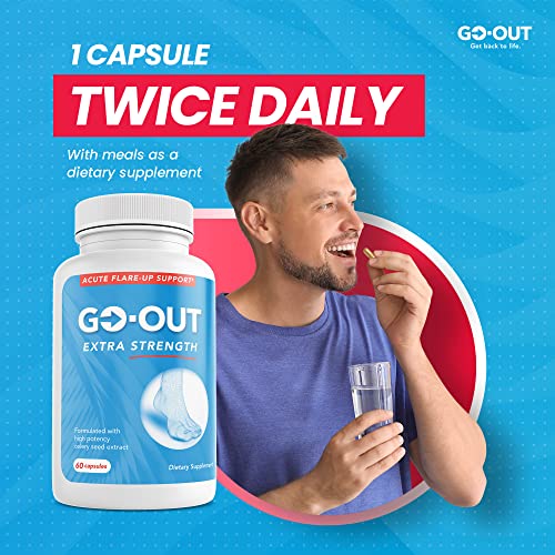 Go Out Extra Strength - Potent Uric Acid Balance With Tart Cherry, Celery Seed, And Turmeric - Non-Gmo, Gluten-Free Formula For Advanced Joint Support And Uric Acid Control 60 Capsules #TOP4