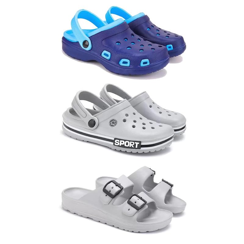 Lightweight Classic Clogs || Sandals with Slider for Men-Combo(3)-3019-3016-3114-10 Grey (COMBO(3)-3019-3016-3114-10__BZ)-image-47