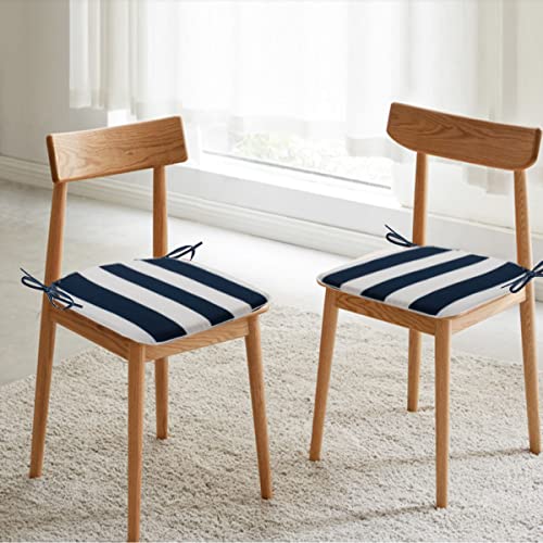 In4 Care Set Of 2 Indoor Outdoor Seat Cushions 16X17 Inch, All Weather Patio Chair Pads U-Shape, Office Patio Furniture Chairs Home Garden Use-Blue Stripes #TOP5