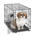 MidWest Homes for Pets 59 cm iCrate Single Door Folding Dog Crate with Divider Panel, Leak-Proof Tray & Secure Latches – Metal Wire Kennel for XS Breeds – Portable, Durable & Easy to Assemble