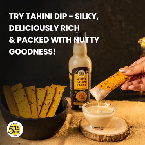 Image of 5:15 PM Tahini Paste 300g | White Tahini for Hummus | Tahini Sauce | Ground Hulled Sesame Seeds Paste Smooth & Creamy Natural for Hummus, Baba Ghanoush, Salad Dressings and More (Pack of 3)