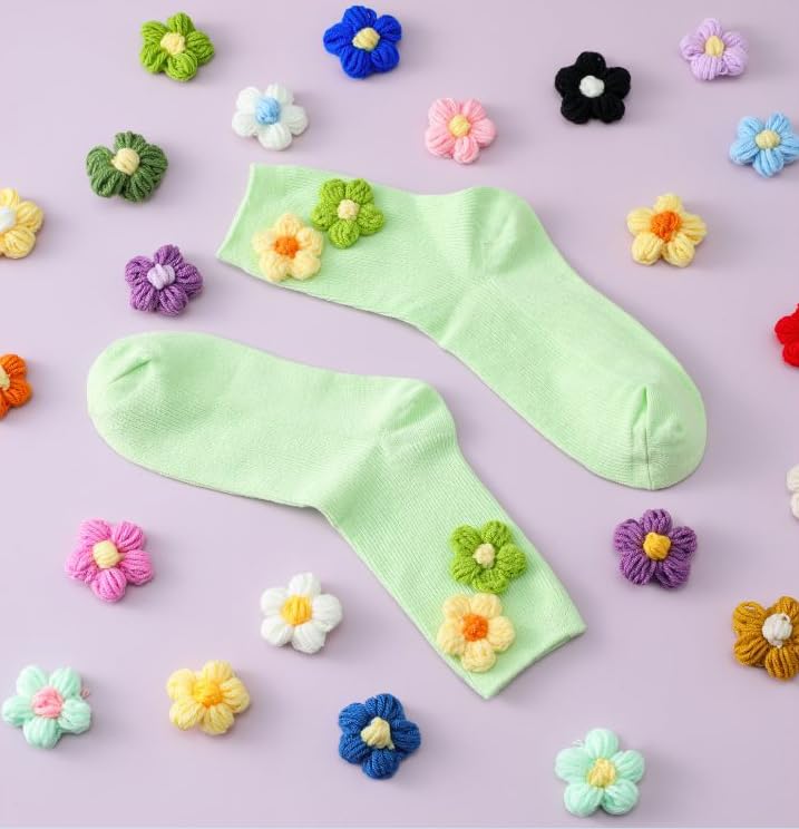 36Pcs Handmade Crochet Applique Flowers for Crafts Embellishments, Sewing DIY Hats Jackets,Backpacks,Jeans,Gift Package,Party Decor, Mix Color.