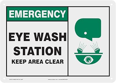 Accuform MFSD927VP Plastic Safety Sign, Emergency Eye WASH Station Keep Area Clear