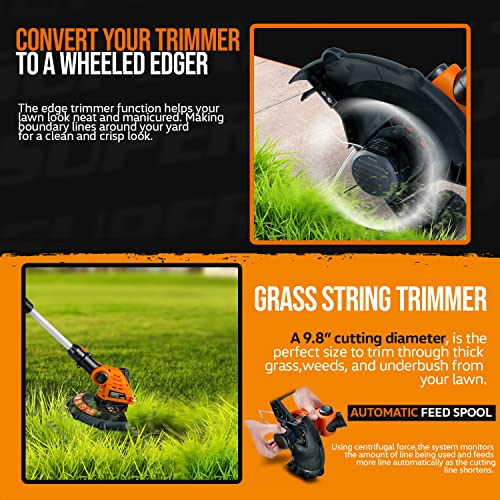 Superhandy 3 In 1 Tiller, Weed Wacker, Hedge Trimmer, & Garden Shear - Cordless Battery 20V 2Ah, Lightweight - For All-In-1 Landscaping #TOP4