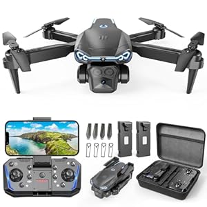 Drone with Camera 1080P HD, FPV Foldable Drone for Adults Kids, One-Key Take Off/Landing, 3D Flips, Altitude Hold, Speed Adjustment, Headless Mode, 2 Batteries, Toys Gifts for Boys Girls