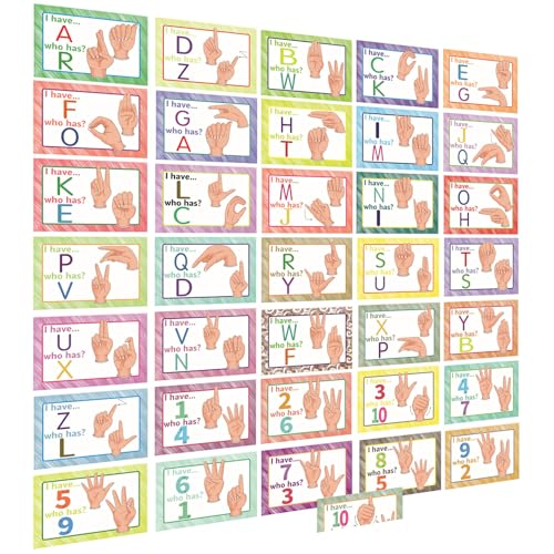 YIYEE Pósteres de lengua de señas ASL, 36 'Yo tengo... ¿Quién tiene? Tabla con ASL (lenguaje de señas) para EL/ESOL/ENL, personas sordas o con dificultades auditivas.