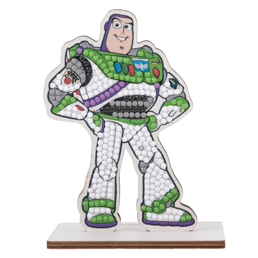 CRYSTAL ART Buddies - Kit Diamond Painting Originale, Buzz Lightyear - Toy Story, Diamantini in Resina Brillante, Set Creativo 6+ con Supporto in Legno, 11cm