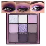 ORANOT 9Colors Eye Shadow Palettes Makeup,Dark Purple Plum Lavender Mauve Black Smoky Eyeshadow Palette for Older Women Natural Powde Eye Shadows Waterproof Long Lasting Naturing-Looking