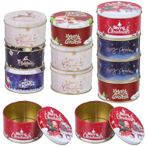 Lata de metal para dulces navideños: bombones, galletas, latas vacías de hojalata, 12 unidades, para , galletas, fiestas, embalaje de regalo