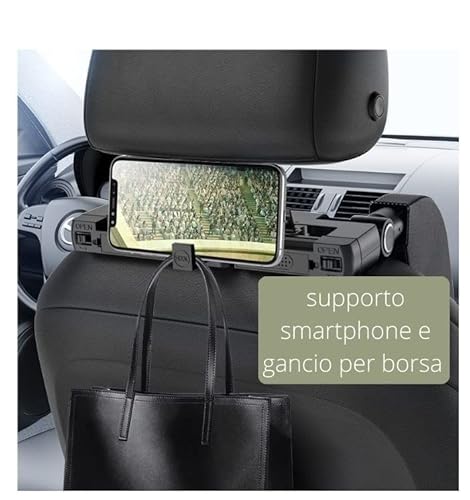 Cuscino Poggiatesta per Auto Supporto Protezione Cuscino per Il Collo e Cuscino Clip regolabile per poggiatesta Laterale in Pelle pvc per Bambini e Adulti (Nero)