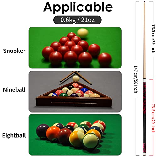 LOTKEY Pool Stick, Pool Cue 58\'\' 21 oz Cue Sticks with Extra 2 Pool Chalks Canadian Maple Pool Sticks Durable for Professional Billiard Players