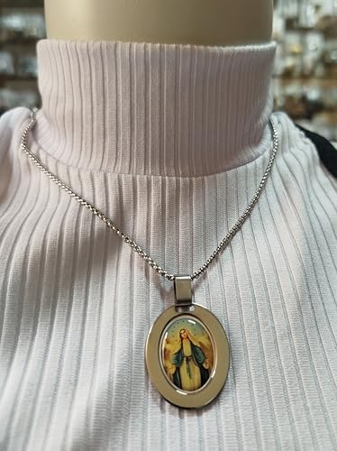 Corrente e Pingente Aço Inox Nossa Senhora das Graças