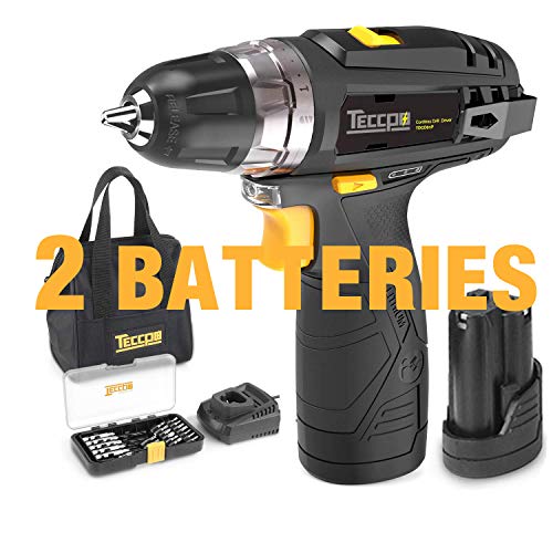 Cordless Drill, TECCPO 12V MAX Drill, Compact Drill set with 2Pcs 2000mAh Batteries, 2-Speed, 20+1 Torque Setting, Fast Charger, 265In-lbs Torque, 3/8 Chuck, 29pcs Accessories - TDCD01P