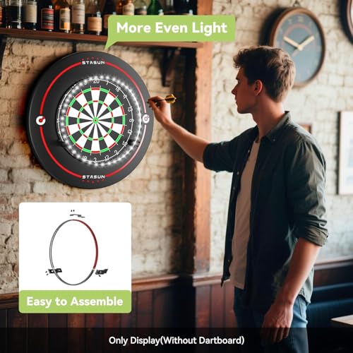STASUN 360° Dartboard Ring Light, Dimmable Magnetic LED Dart Board Lighting System, 12W 6500K White Light for Shadow-Free Visibility in Home Bars, Game Rooms & Dartboards - image 2