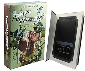 Real Paper Book Locking Booksafe with Combination Combo Dictionary Secret Hidden Safe (Combo/Alice in Wonderland)