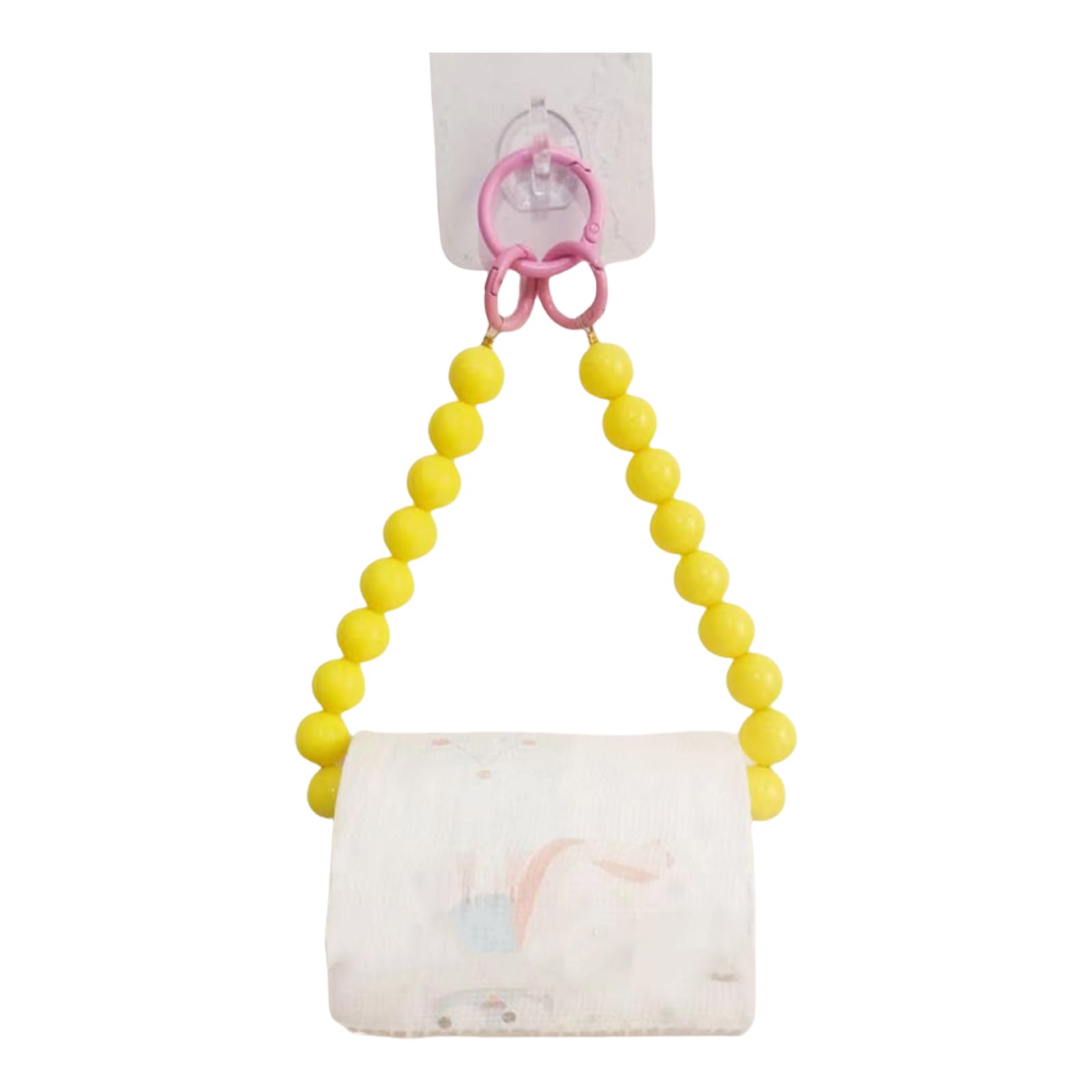 Kalttoy Colorful Beaded Hanging Tissue Holder Easy Installation Tissue Dispenser for Living Room Kitchen Paper Towel Rack Colorful Beaded Holder
