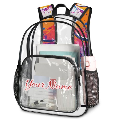 Personalized Small Clear Backpack Stadium Approved Basketball Transparent Backpacks, Basketball Sports