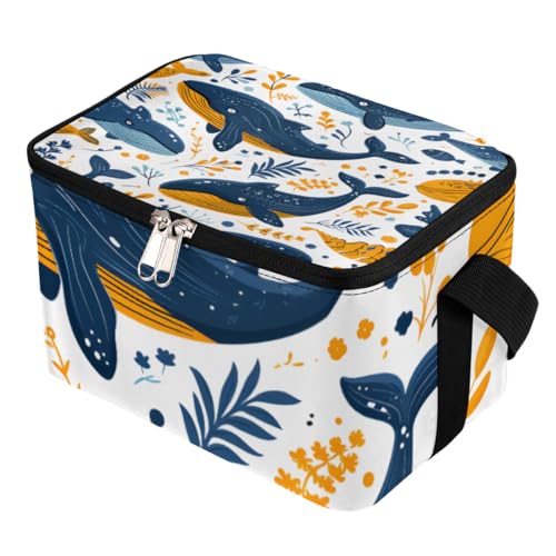 GzLeyigou Lunch Bags for Women Men 9 Cans,Cute Ocean Whales Hot & Cold Food Delivery Bag Insulated Grocery Bag Insulated Lunch Box Whale Cooler Bag for Office Work Picnic Beach