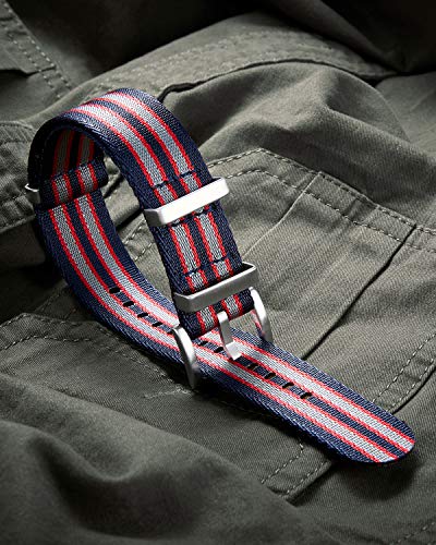 Image of BINLUN Nylon Watch Band Thick G10 Premium Ballistic Nylon Multicolor Replacement Watch Straps with Silver /Black Stainless Steel Buckle for Men Women 18mm 20mm 22mm 24mm