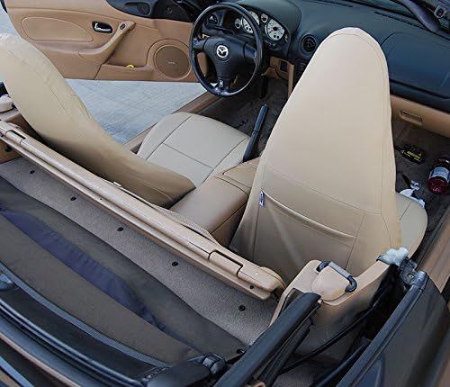 Iggee Designed for Mazda Miata 2001-2005, Beige - Artificial Leather Custom Made Original fit seat Cover