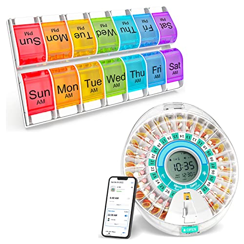 Smart Automatic Pill Dispenser - Bluetooth Automatic Medication Dispenser, Weekly Pill Organizer 2 Times A Day #TOP3