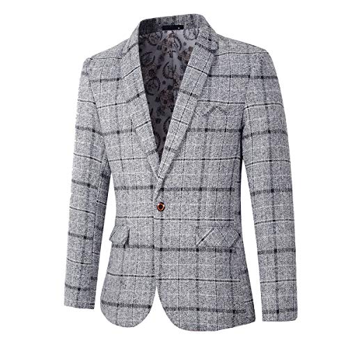 Men's Casual One Button Regular Fit Blazer Suit Jacket (603 Grey, M)