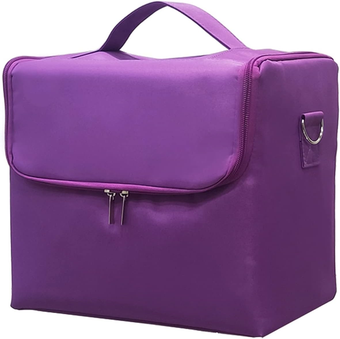 Make up Bag Hand-held Large Capacity Multi-Layer Manicure Hairdressing Embroidery Tool kit Cosmetics Storage case Toiletry Bag for Cosmetics Makeup Brushes Toiletry Jewelry (Color : Black) (Purple)