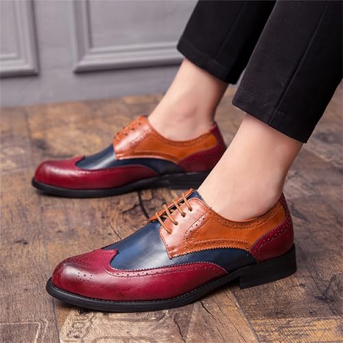 Men's Multicolour Leather Wingtip Dress Oxfords Shoes Retro Lace Up Brogue Formal Shoes for Business Leisure Dance Performance Parties2