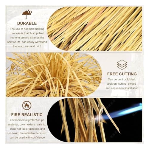 Tejado de paja artificial amarillo rollo 1.64ftx13.1ft decoración 5