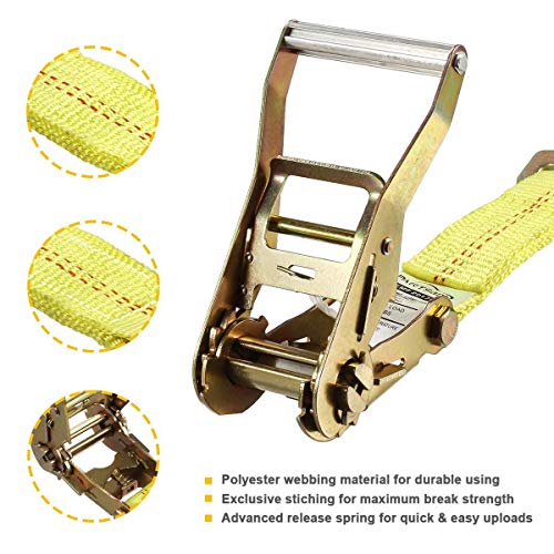Partsam 9.5Ft Axle Tie Down Strap Ratchet W/Snap Hook - 2 Pcs/Set 10000 Lbs Break Strength - 3300 Lbs Safe Working Load, Use To Haul Any Car Truck Atv Utv Suv Etc. #TOP2