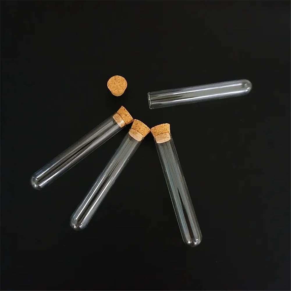 probówki z przezroczystego szkła, Szklane probówki z korkami, 12 x 75 mm, opakowanie 48 sztuk