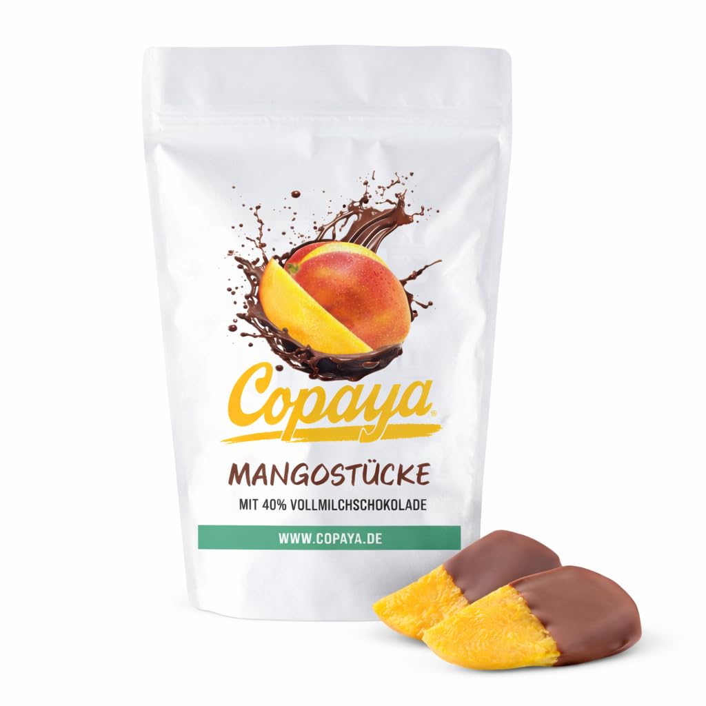 Copaya Mango Pieces in Milk Chocolate Dried Mango with Chocolate Coating Snack Fruity Sweet Aromatic Vegetarian Fruity Snack with Chocolate 1 kg