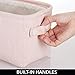 mDesign Narrow Fabric Storage Bin Basket with Handles for Bathroom Closet, Vanity, Cabinet, Cubby, Countertop, Small Slim Baskets for Towels, Toilet Tissue, Crane Collection - Light Pink