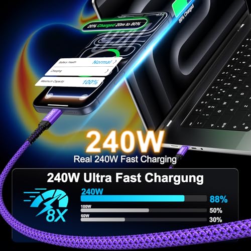 Image of for Samsung S26 Ultra S26+ S26, USB C to C Cable Fast Charging for Galaxy S26 Ultra S25 FE Fold Flip A17 A16 A56 A36 A26,3FT /2Pack 240W Type C Charger Cord USBC to USBC Charger Cable for iPhone 17e