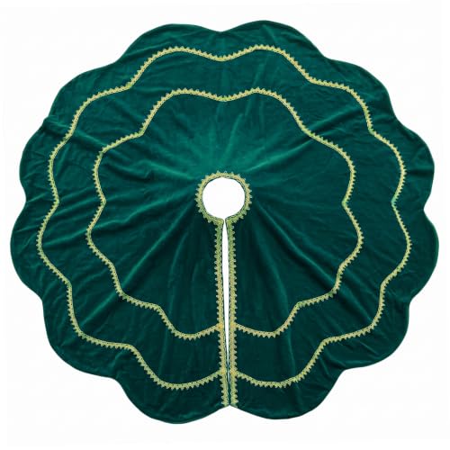 Christmas Tree Skirt Thick Velvet Christmas Tree Collar Ornament Green
