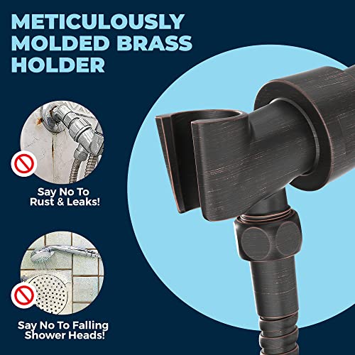 All Metal 3-Spray Handheld Shower Head With Long Hose And Brass Holder - Oil Rubbed Bronze - Showerhead With Handheld Sprayer - Wide, Massage, And Mist Sprays - 2.5 Gpm Multi-Function Shower Sprayer #TOP7