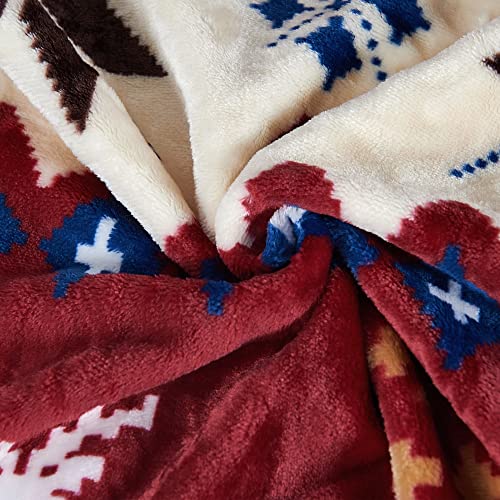 Home Soft Things Christmas Collection Flannel Fleece Blanket, Twin, Burgundy Christmas Deer, 90" X 60", Winter Warm Cozy Throw Blanket For Bed Home Décor #TOP7