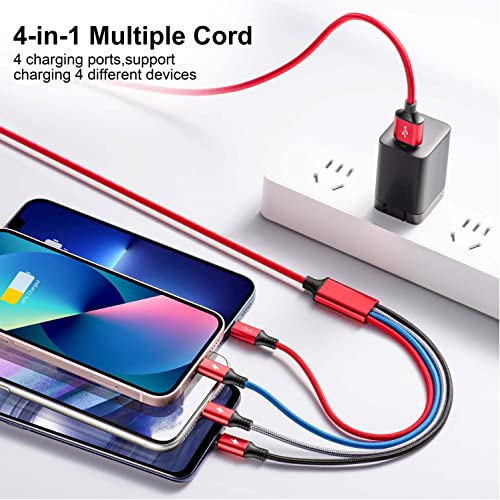 Multi Charging Cable, 10Ft 2Pack Multi Fast Charging Cord Braided Universal 4 In 1 Multi Charger Cable Long Multi Usb Cable Adapter Ip/Type C/Micro Usb Port For Cell Phones/Tablets/Samsung Galaxy/More #TOP3