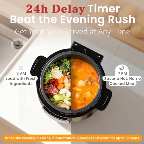 Image of Fullwill 8QT Electric Pressure Cooker Max, 1200W Fast Cooking, 12-in-1 Multi-Use Programmable with Ceramic Non Stick Pot for Saute, Slow Cook, Steam, Yogurt, Ideal for Family Meals & Gatherings