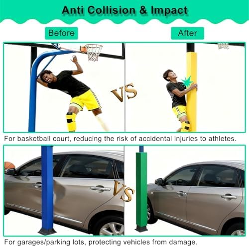 Outdoor Basketball Pole Pad - Square Design for Ultimate Safety, All-Sided Protection for Gym, Garage & Basement - Durable Impact-Resistant Padding for Enhanced Play